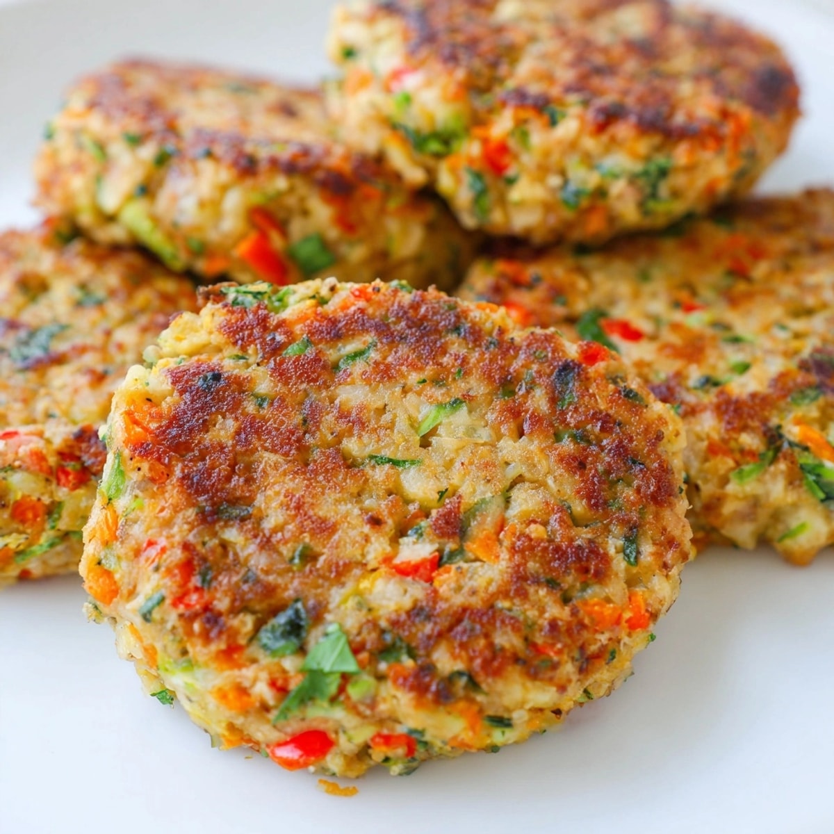 Juicy homemade Turkey Veggie Patties, stacked high, ready to be enjoyed with a side salad.