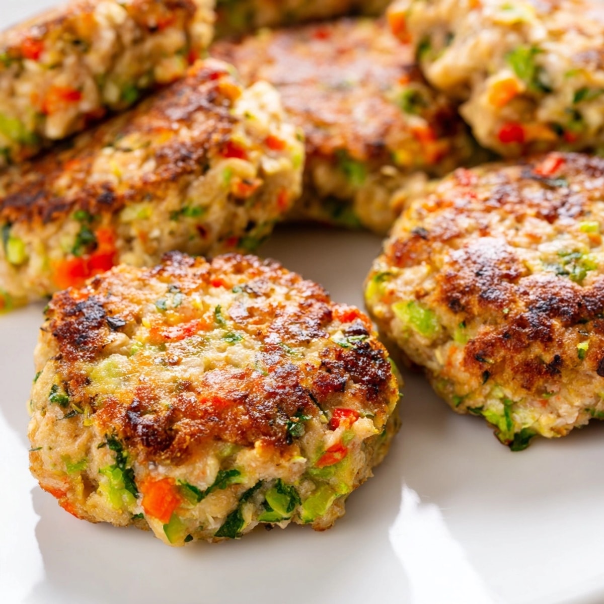 Golden-brown Turkey Veggie Patties sizzling in a pan, promising a flavorful, healthy dinner.