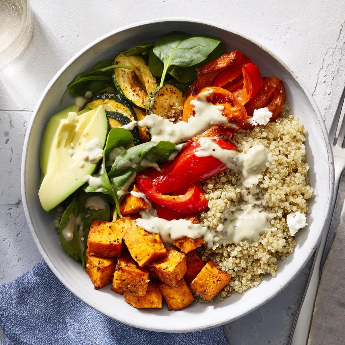 Golden roasted vegetables and fluffy quinoa make this Power Bowl a healthy, delicious meal.