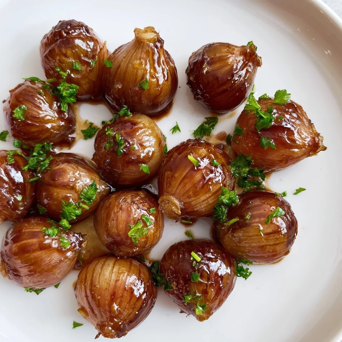 Golden, caramelized Balsamic Seasonal Glazed Onions simmering in a skillet, ready for serving.