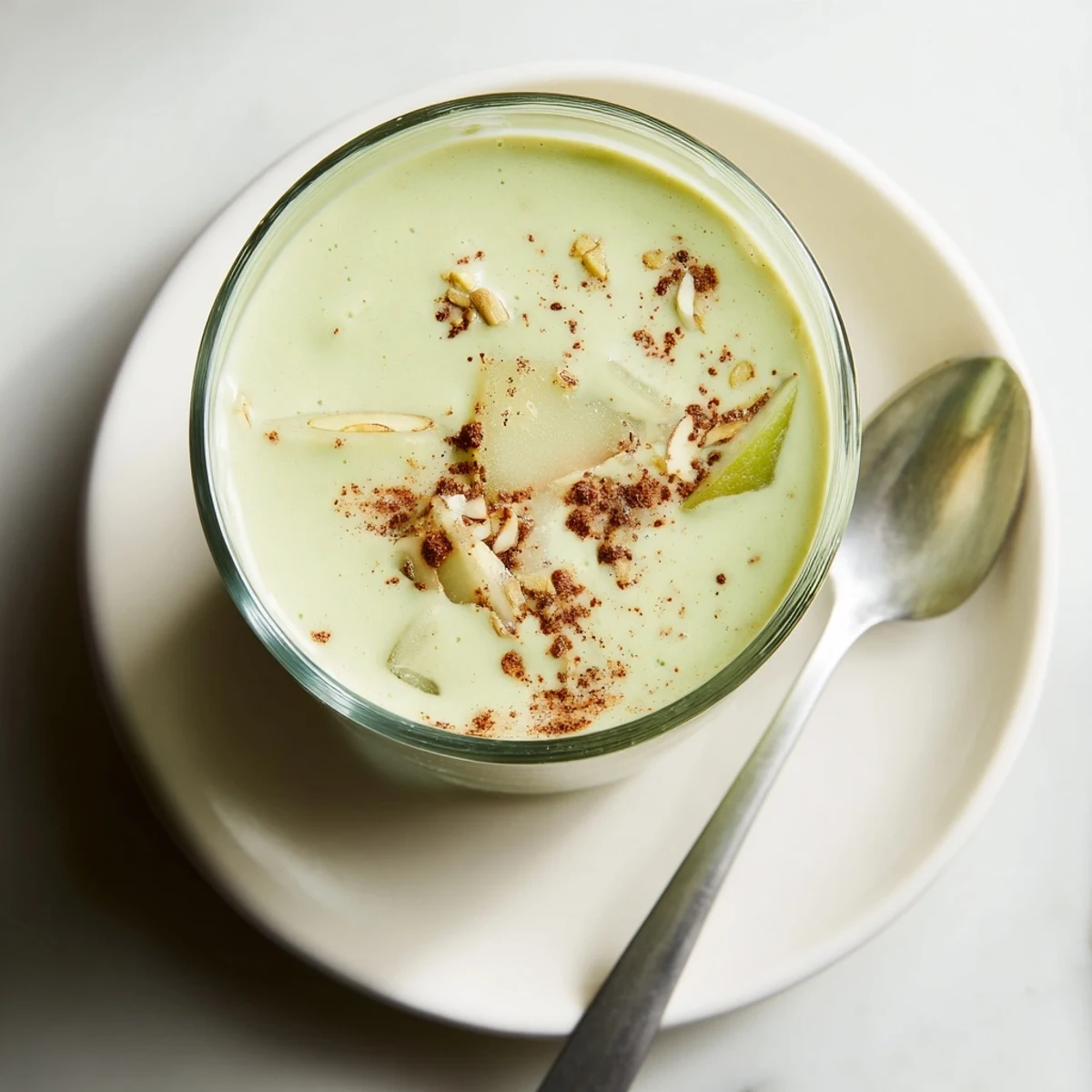 Vibrant Pear, Spice & Spinach Smoothie, a refreshing blend perfect for a healthy start.