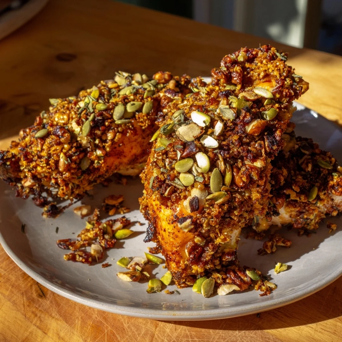 Close-up of the finished Nutty Comforting Rosemary Lemon Turkey, perfectly garnished with rosemary and lemon slices.