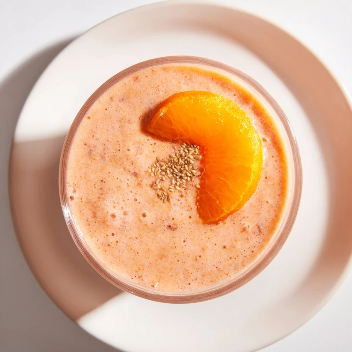 Thick, creamy Ginger Winter Citrus Smoothie in a glass, perfect for a cold winter morning.