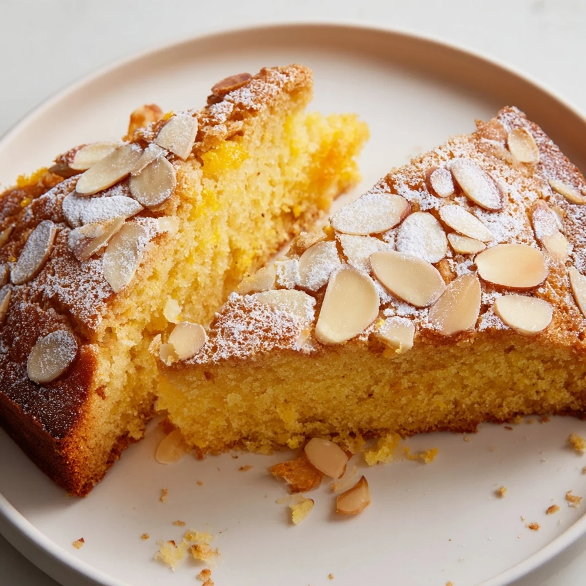 Golden, hearth-baked Orange Almond Cake, a rustic dessert bursting with citrus and nutty flavors.