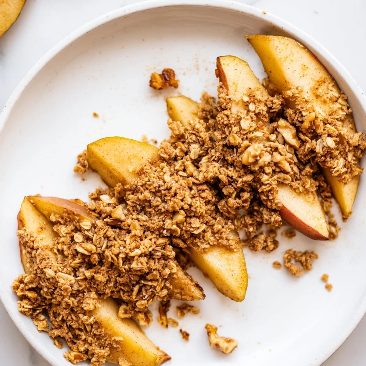 Freshly baked and bubbling Baked Toasted Cinnamon Apple dessert, the perfect comforting American classic.