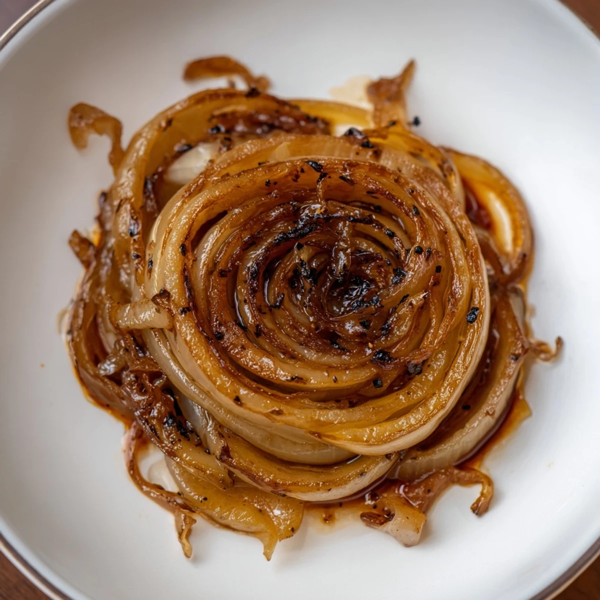 Golden, glistening balsamic glazed onions with rich brown butter: a flavorful side dish.