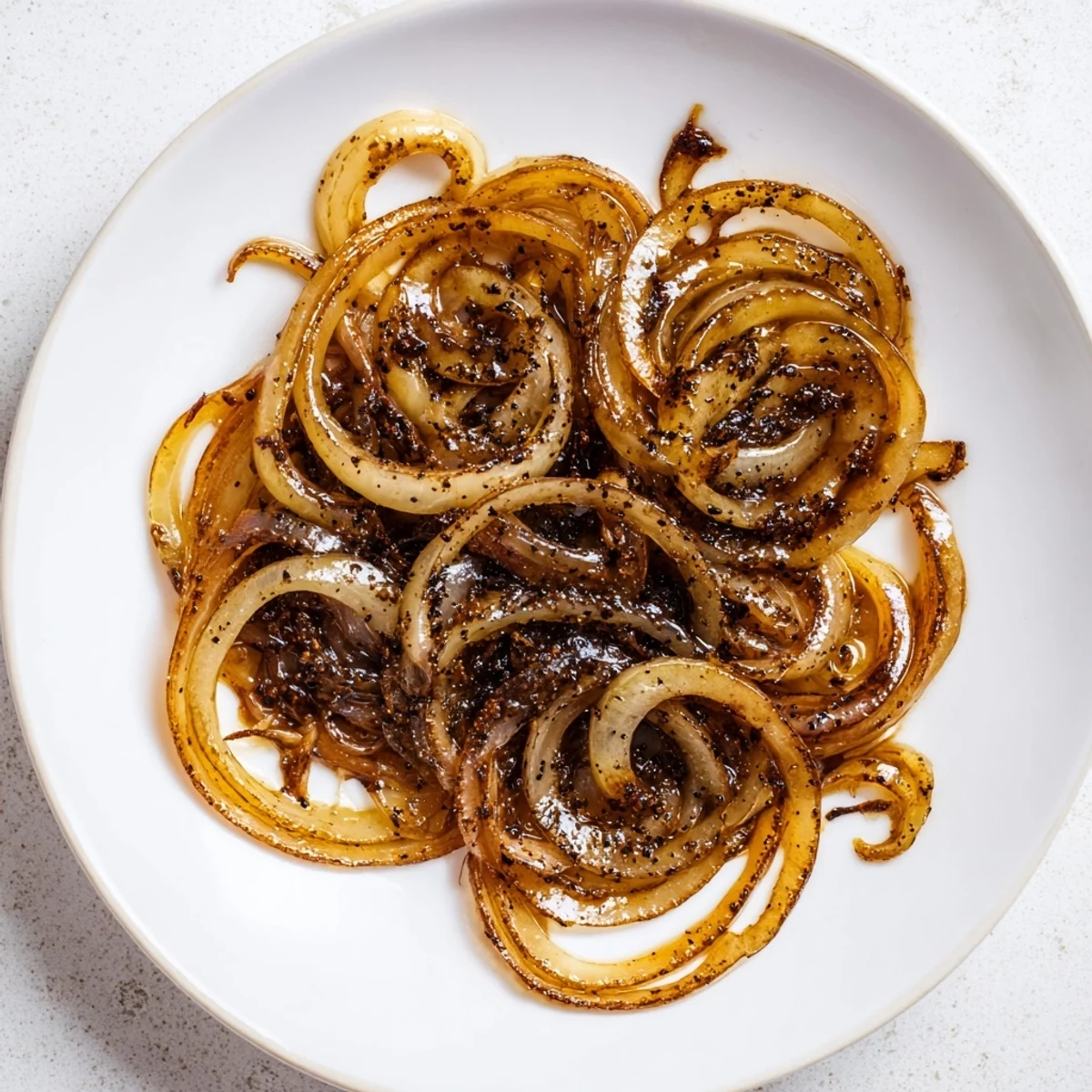 Sweet and savory balsamic glazed onions: caramelized to perfection with a deep, glossy finish.