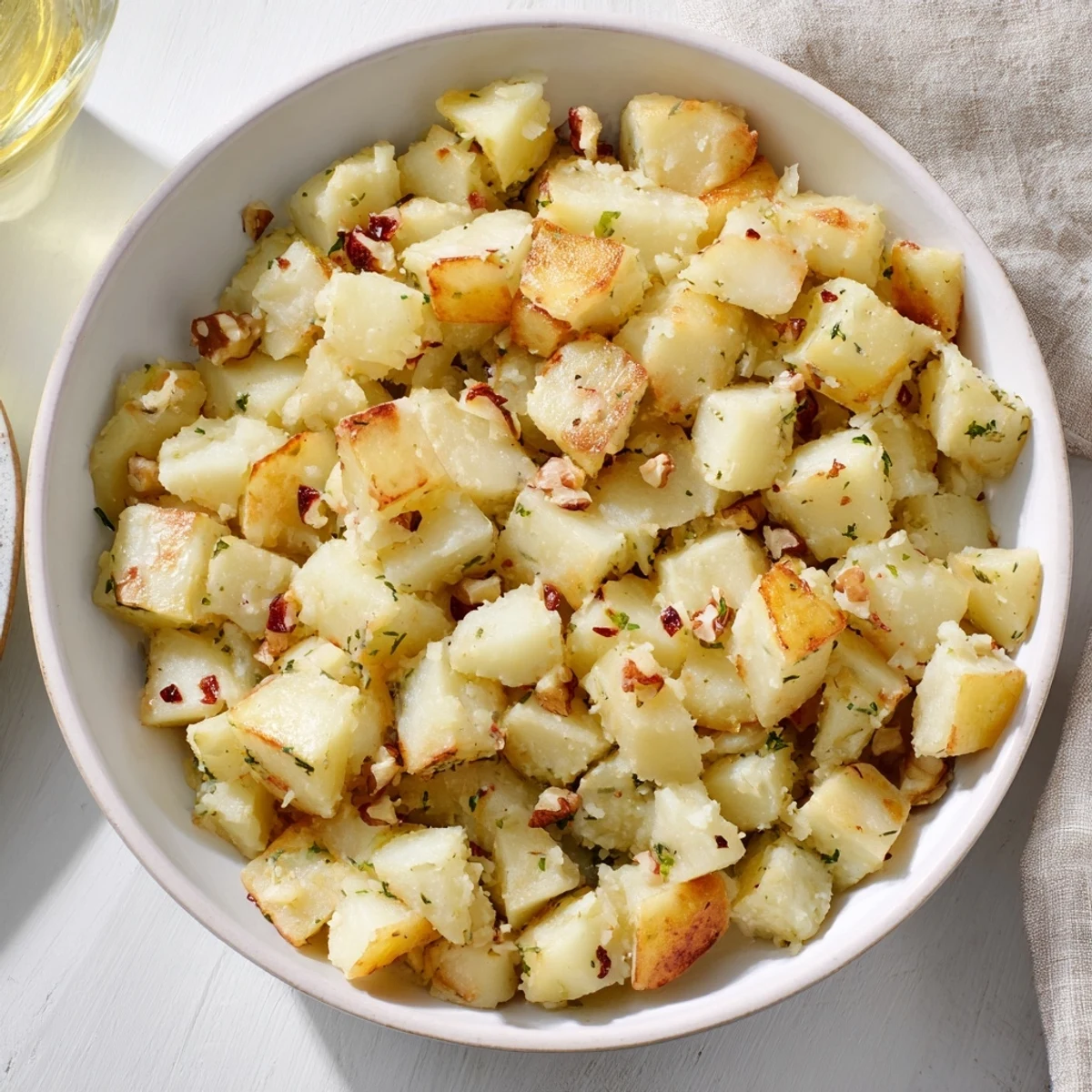 A close-up shot of the delicious Roasted Nutty Toasted Celeriac Mash, a flavorful vegetarian side.