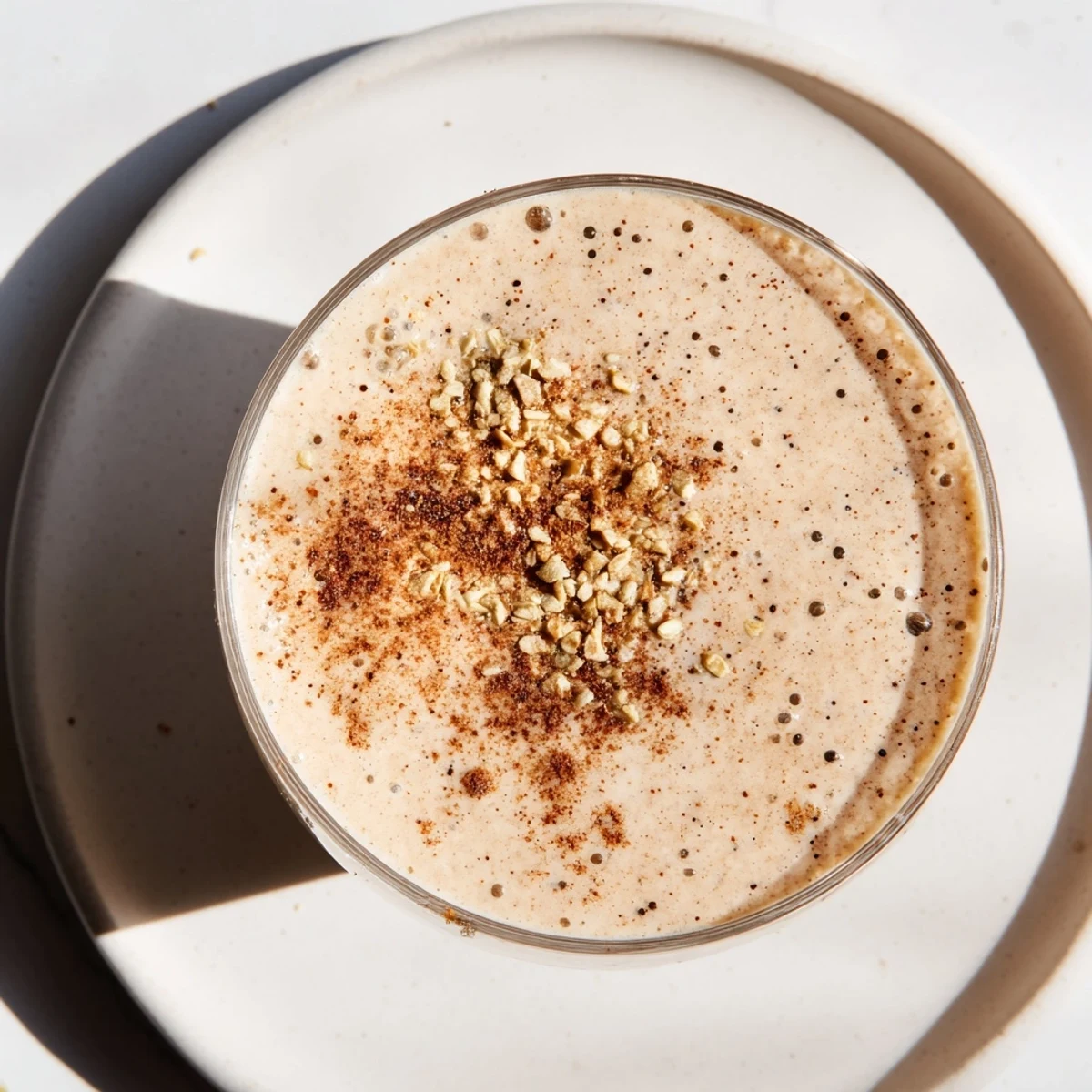 Enjoy the delicious aroma of this Oat Milk Chai Smoothie, a simple vegan breakfast or snack option.