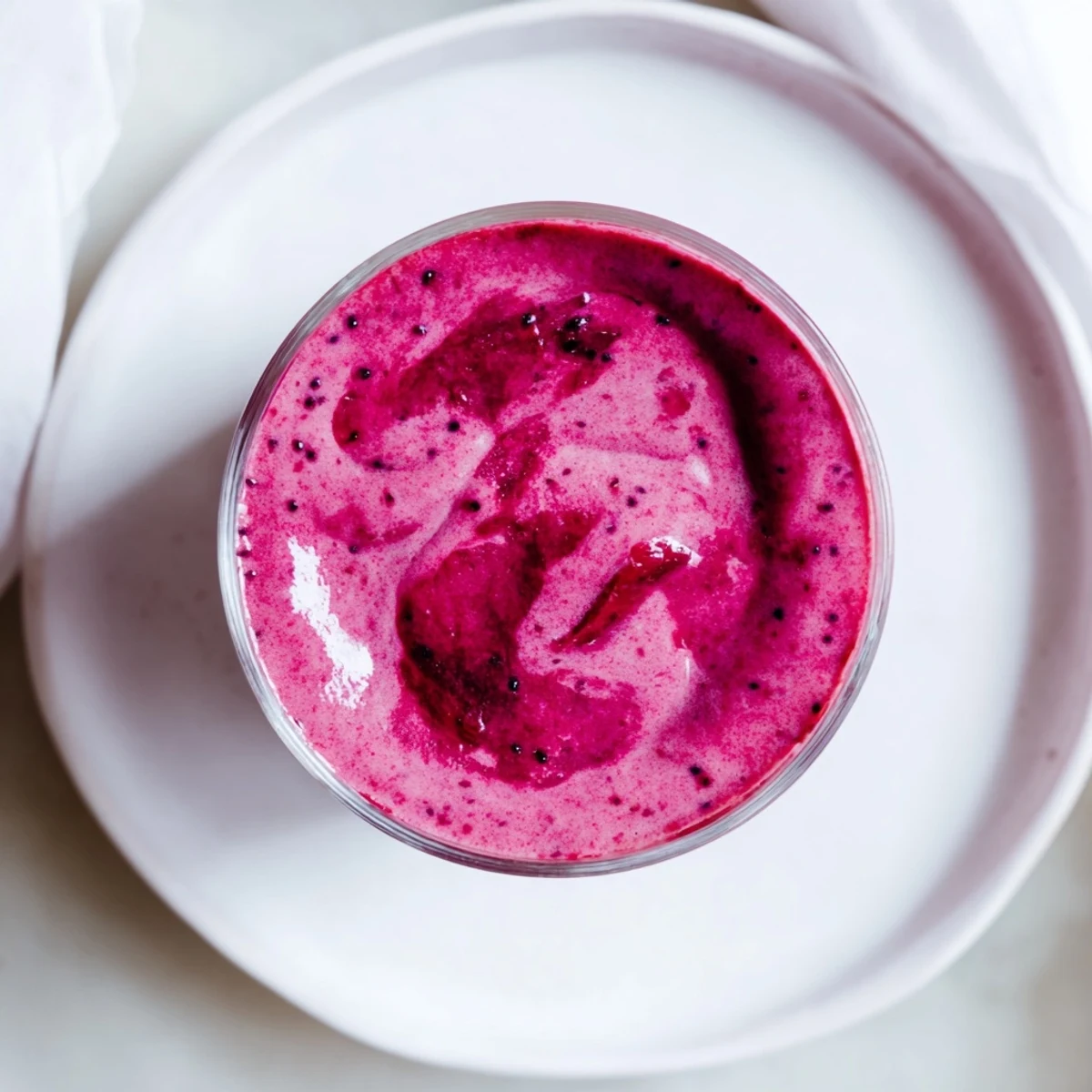 Vibrant Beet and Berry Smoothie in a tall glass, a healthy treat with roasted beet swirls.