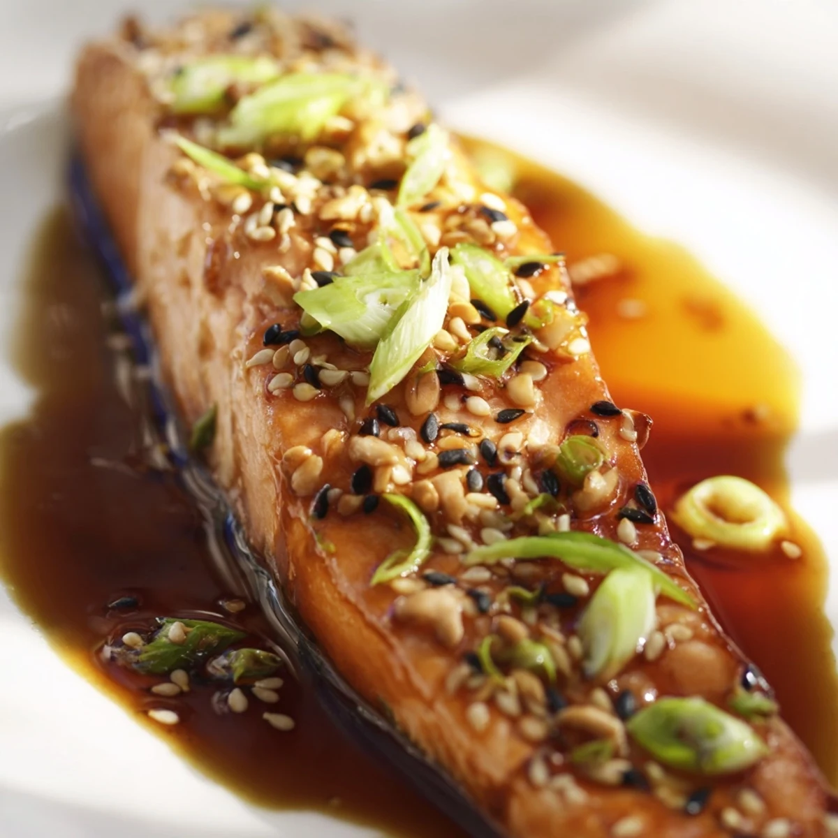 Golden-baked Sake Citrus Bright Cinnamon Warmed Glazed Salmon fillets with a sticky, caramelized glaze and fresh lemon zest.