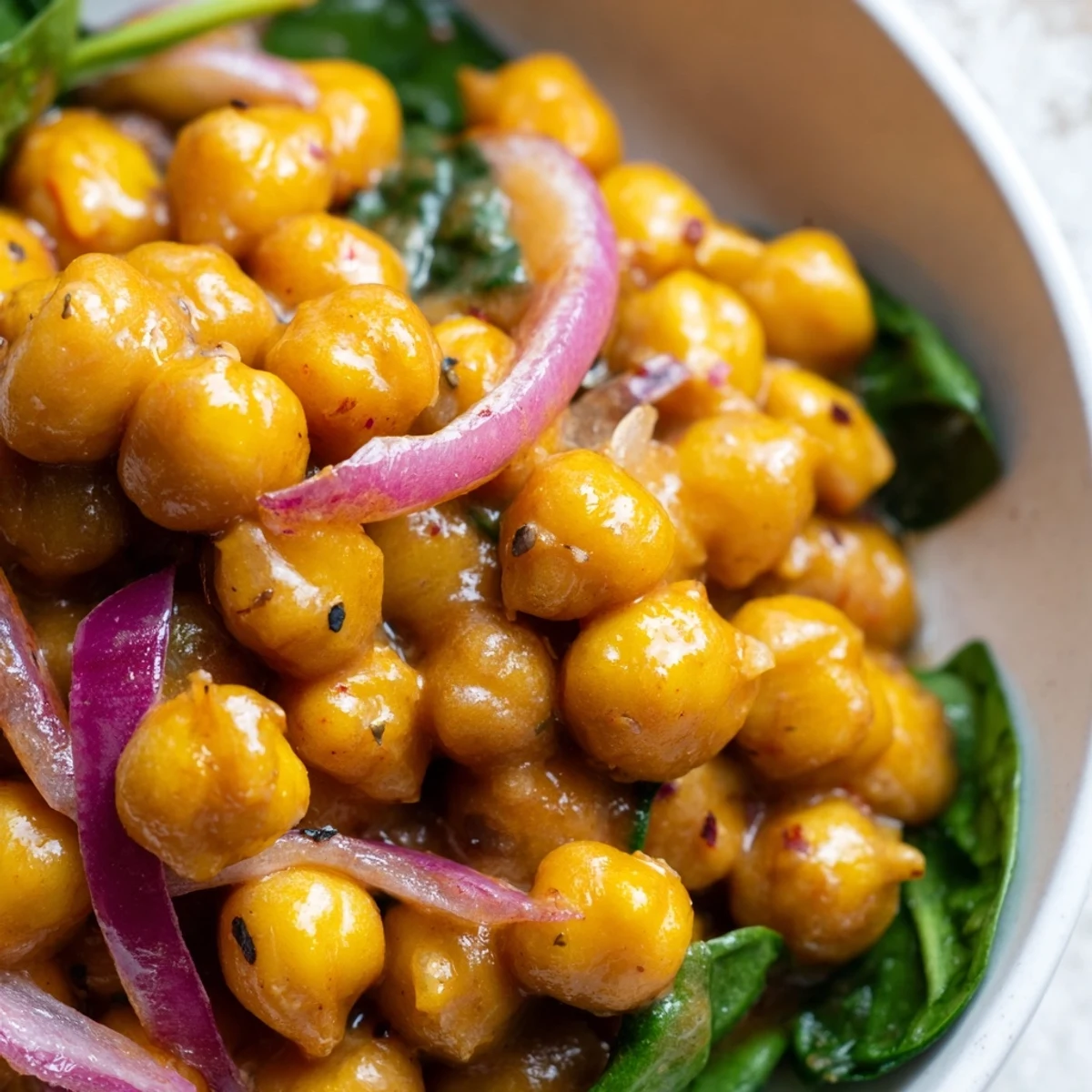 Turmeric Chickpea Skillet with Honey Glaze topped with fresh herbs, ready to serve over quinoa.