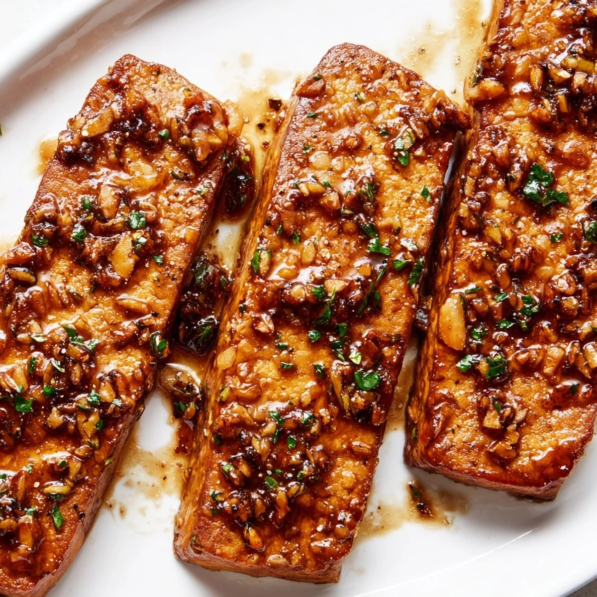 Perfectly seared Herbed Tempeh Steaks with Ginger Scent served with lemon wedges and steamed rice for dinner.