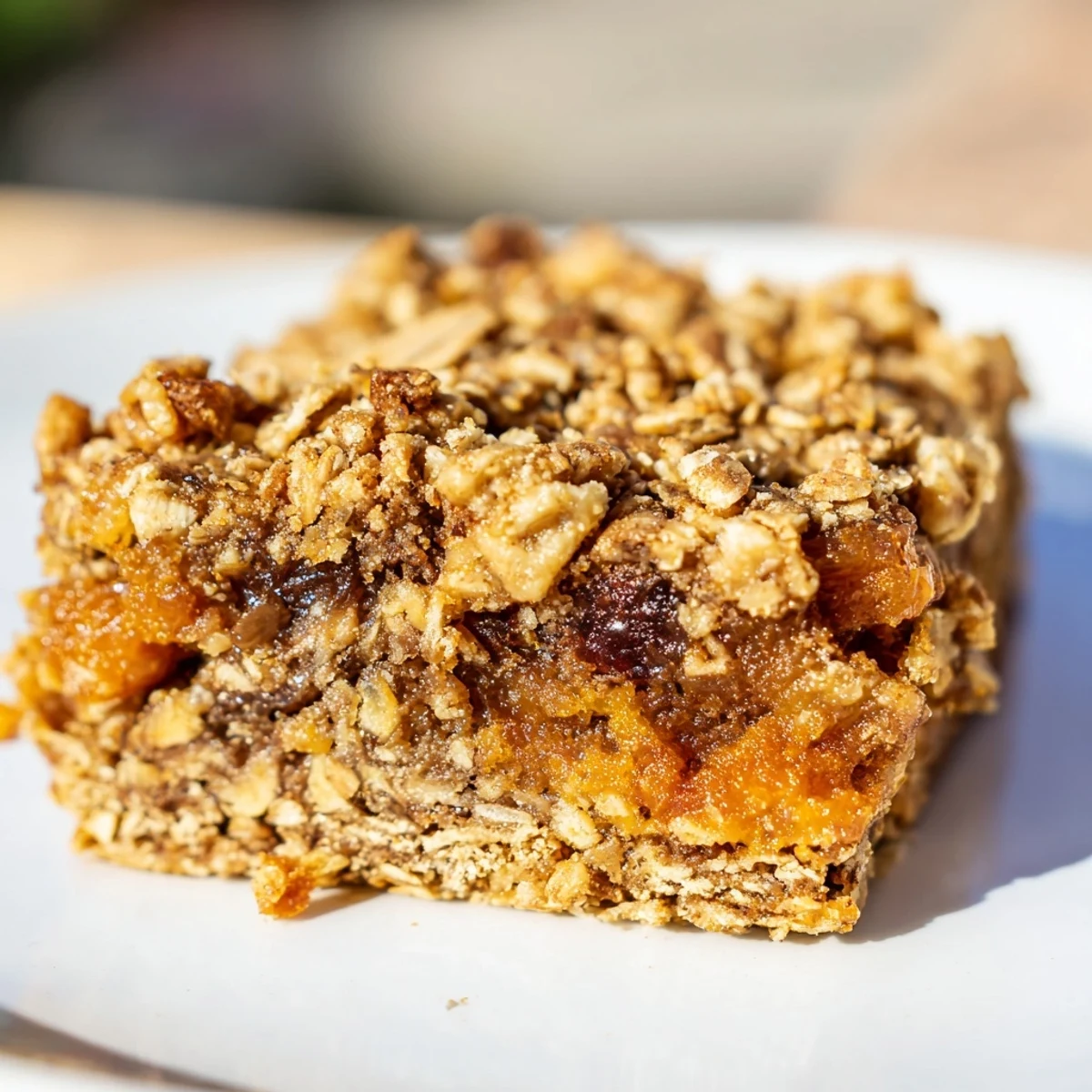 Two Spiced Smoky Date-Free Squares are served on a white plate next to a steaming mug of black coffee.