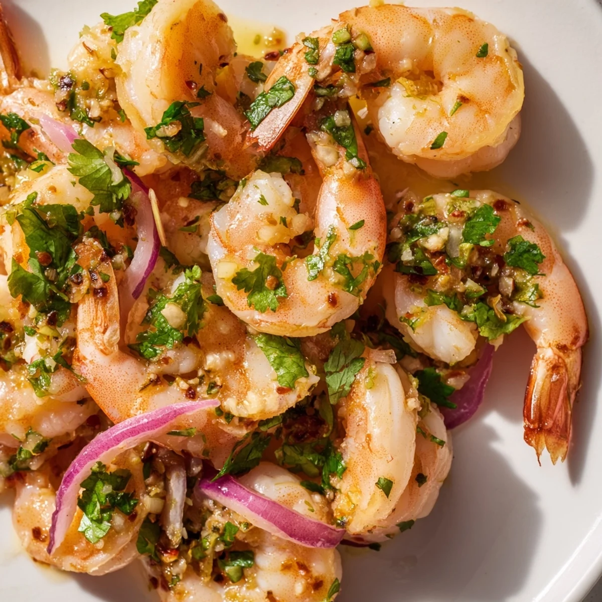 Sizzling Cilantro Lime Shrimp in a hot skillet, with bright green herbs and a squeeze of fresh lime wedges.