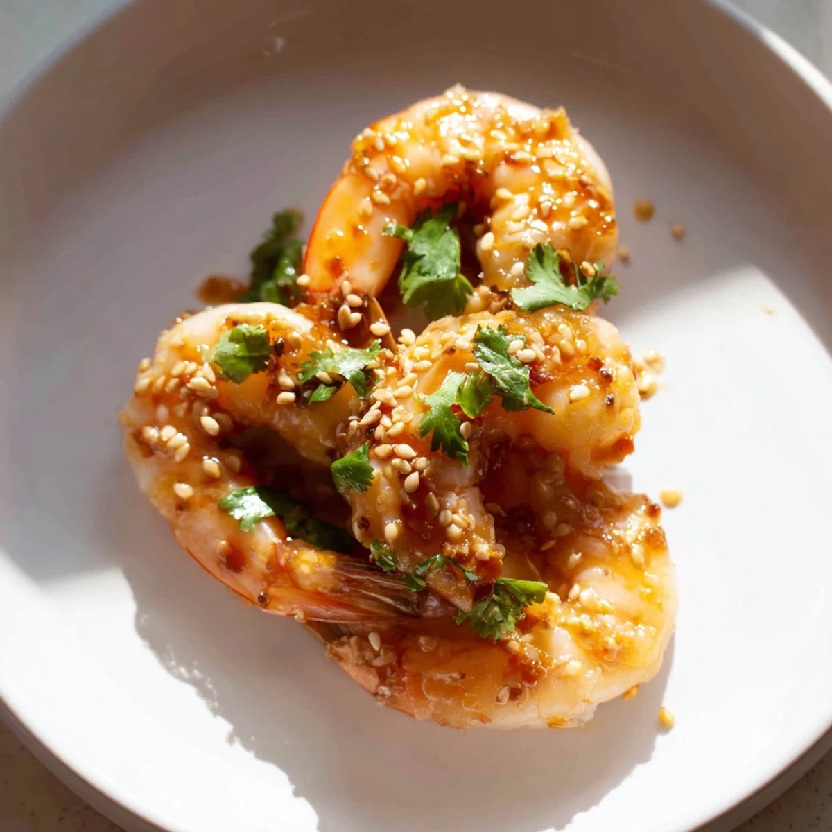 Juicy Cilantro Lime Miso-Glazed Shrimp glistening in a skillet, served over fluffy white rice with fresh lime wedges.  
