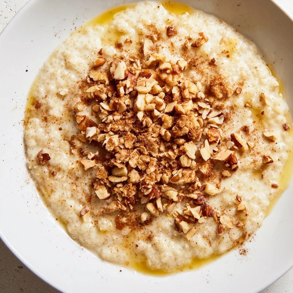 Steaming bowls of creamy Millet Porridge with Oat Topping, garnished with fresh blueberries and a honey drizzle.