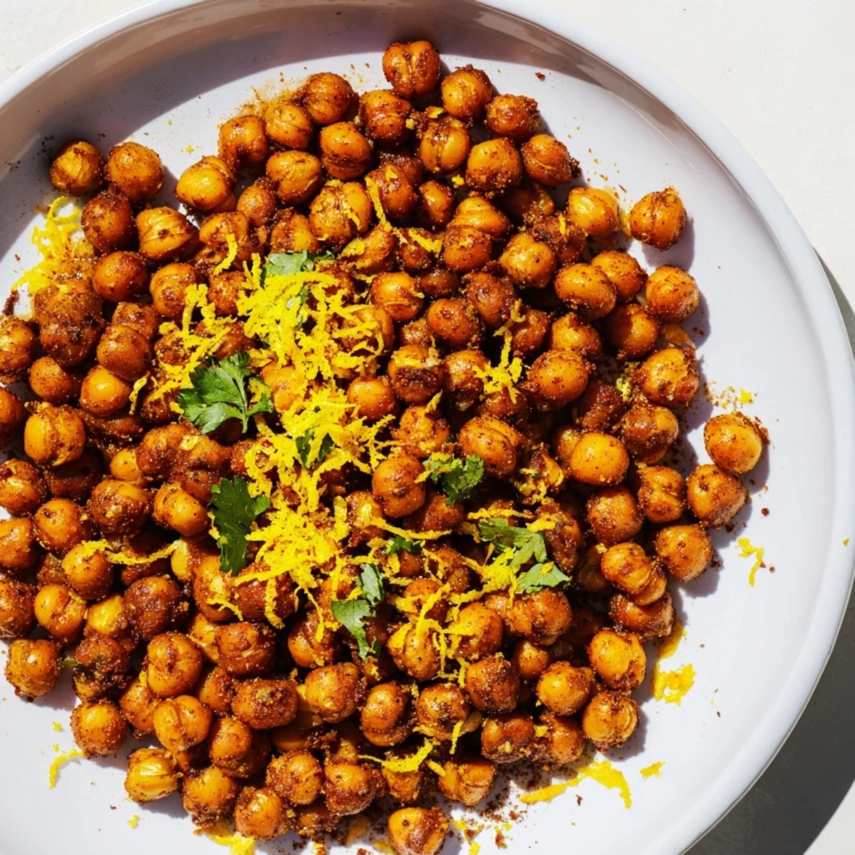 Roasted Cumin Roasted Chickpeas spill from a baking sheet, their golden crunch ready for salads or snacking.