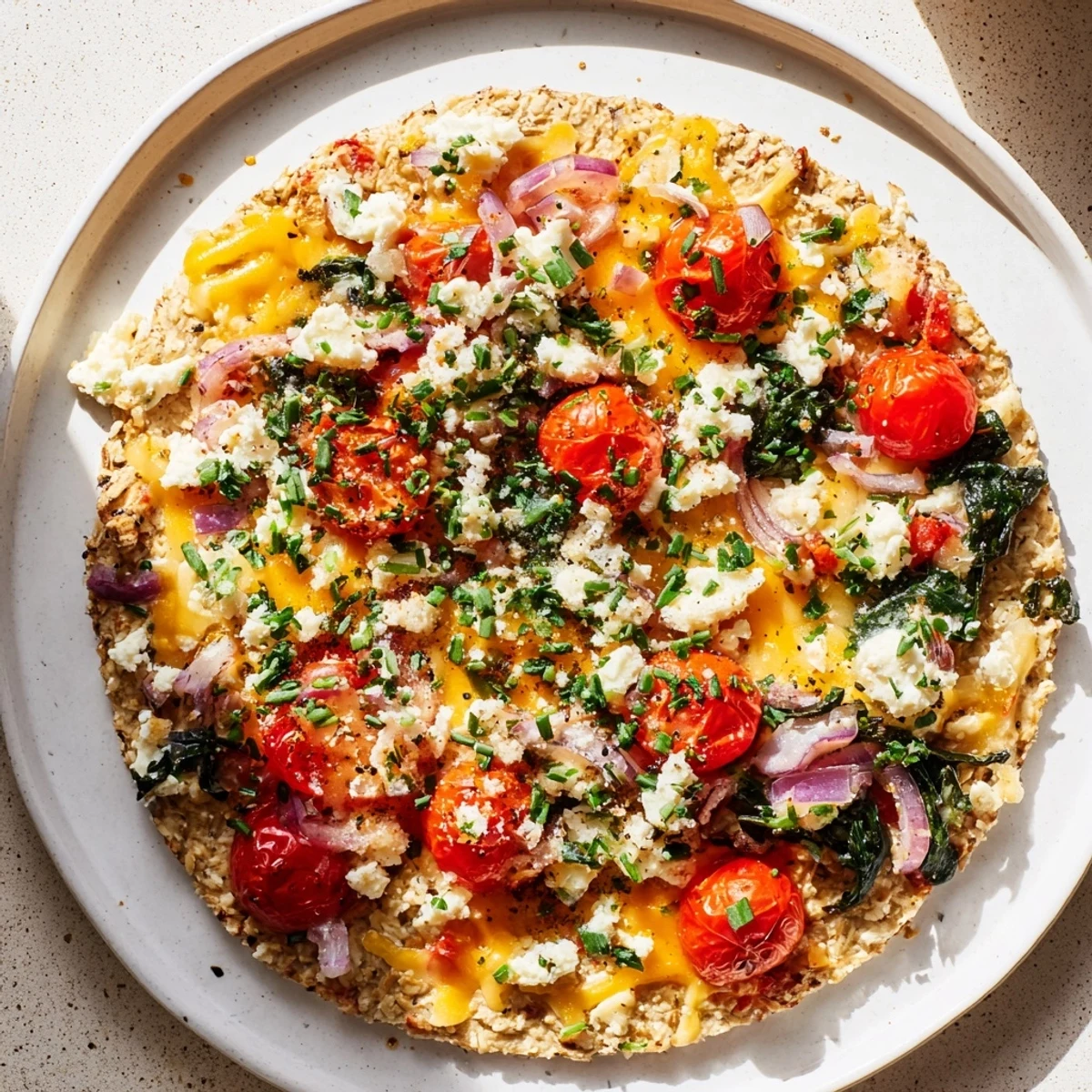 Steaming Savory Hearth Baked Oat Bowl garnished with fresh herbs, served warm for a nourishing meal.