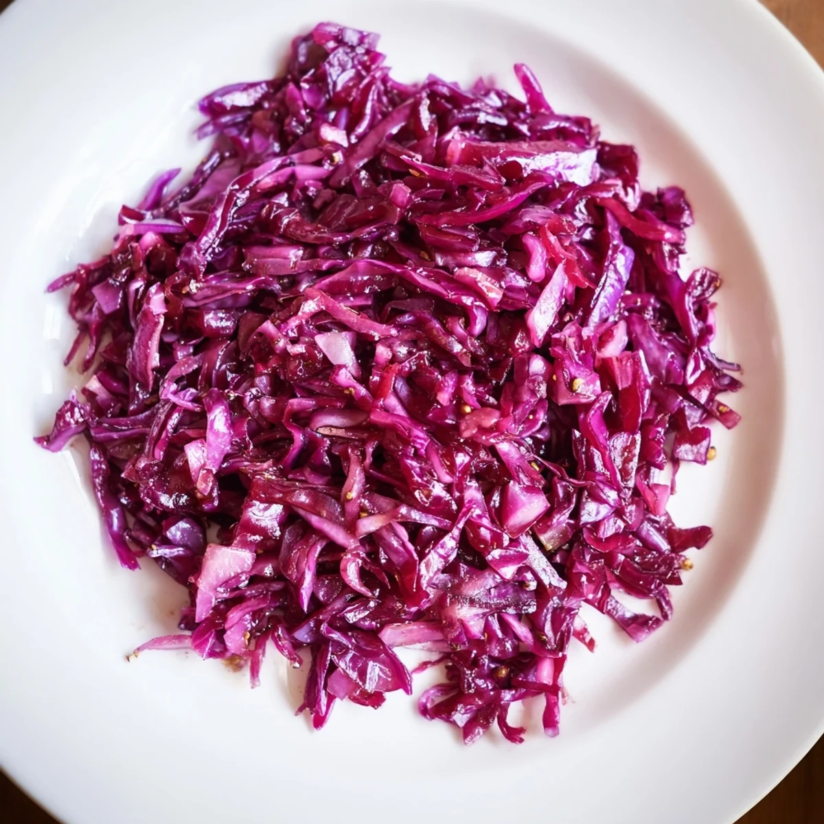 Golden spoons rest beside a warm pot of Braised Red Cabbage and diced apples.