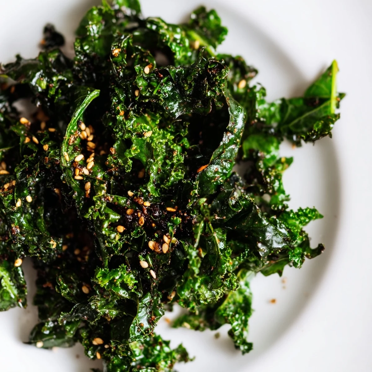 The Smoky Miso Kale Sauté is plated in a white dish next to grilled tofu and steamed rice.