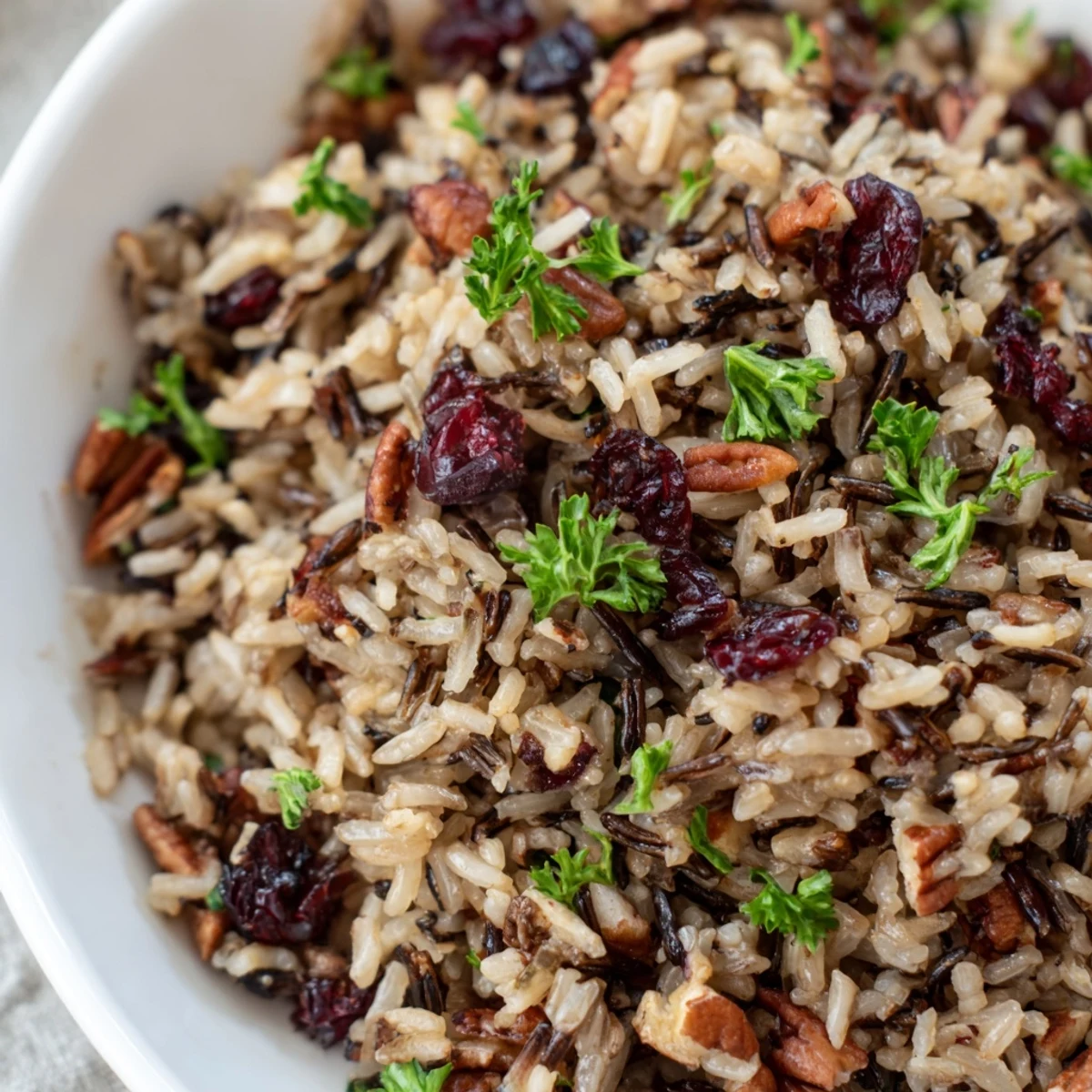 Fluffy Cinnamon Infused Wild Rice Side served as a vegetarian gluten-free dinner side dish.