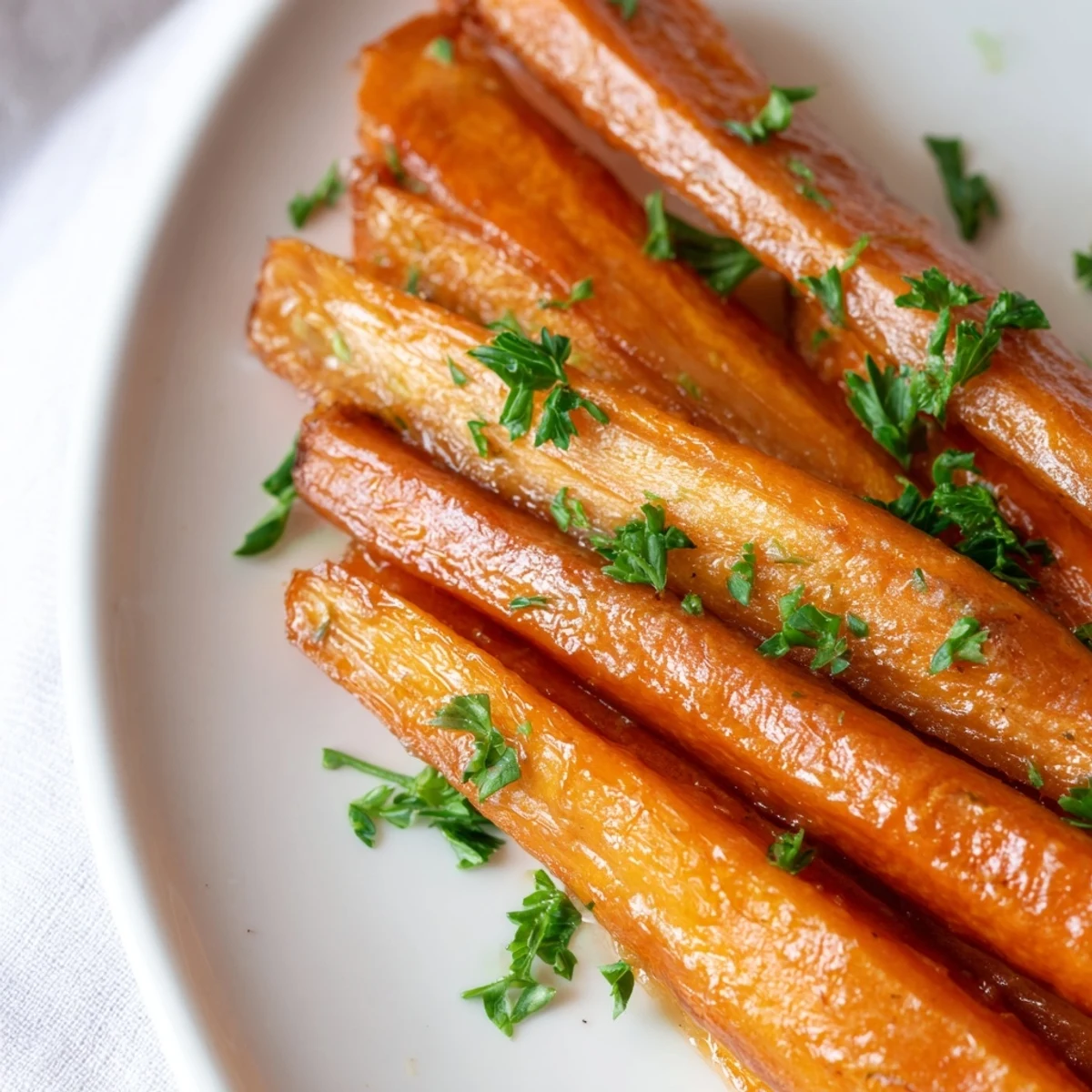 Tender carrot sticks coated in sweet maple Dijon glaze with caramelized edges