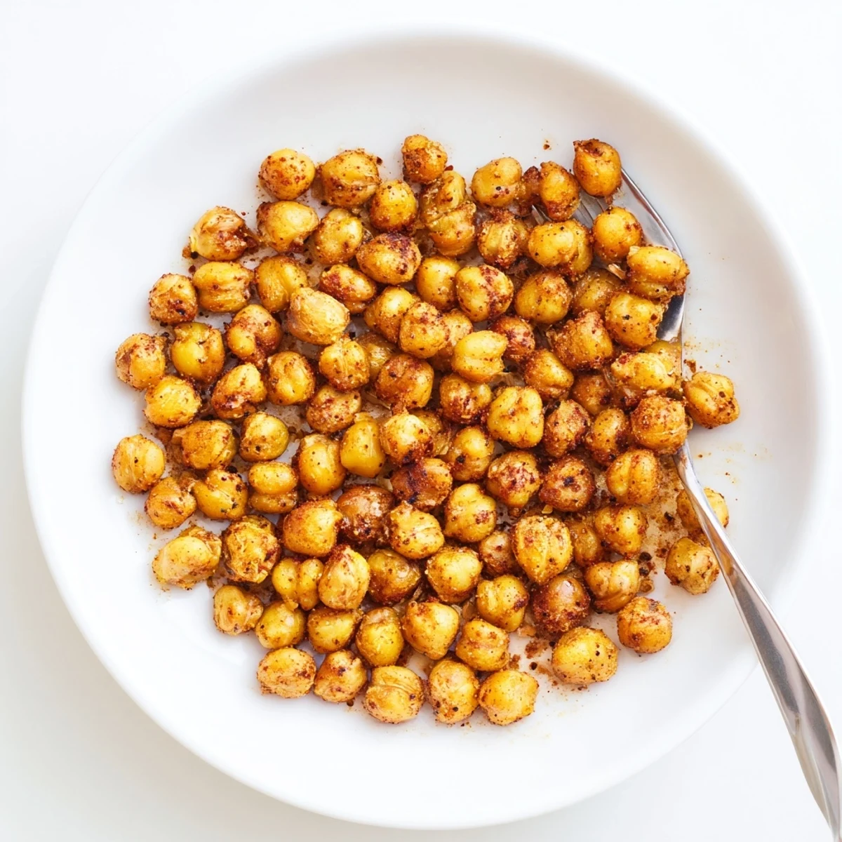  Crunchy garlic chili chickpeas in a rustic bowl ready for snacking or salad topping