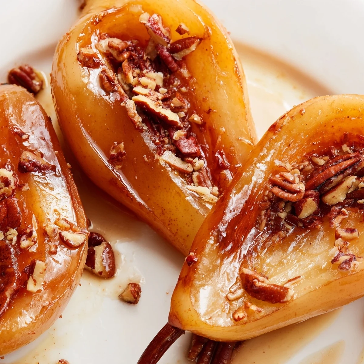 Warm caramelized vanilla maple baked pears served with creamy yogurt and cinnamon dusting