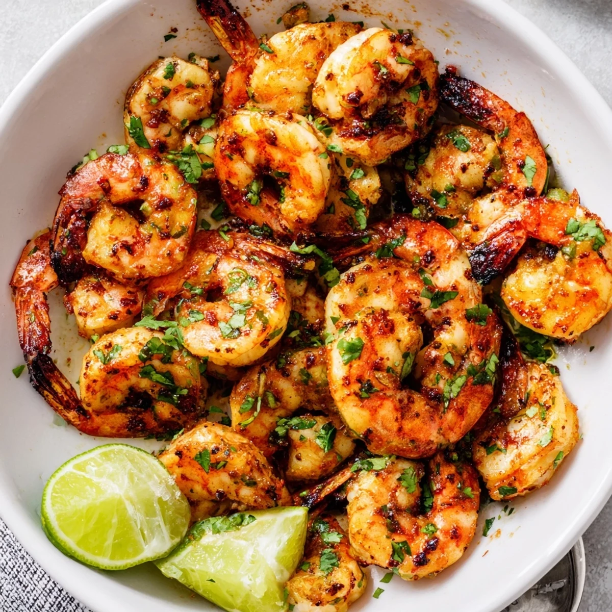 Garlic Lime Grilled Shrimp Skillet sizzling in cast iron, bright cilantro and lime