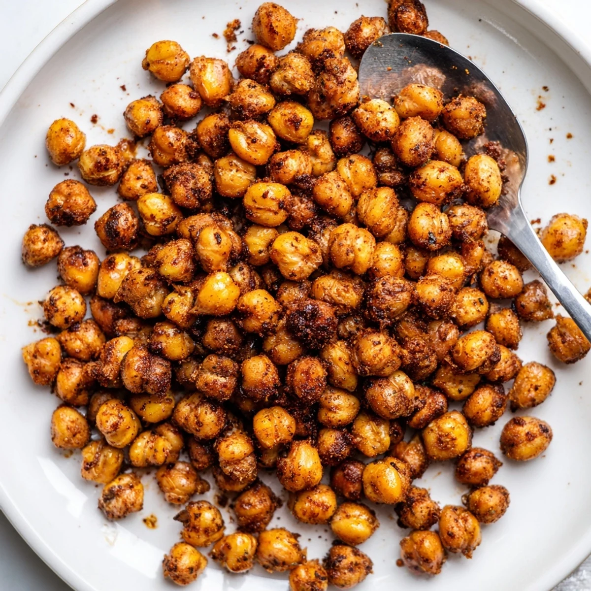 Roasted Crispy Chili Garlic Chickpea Crunch cooling on parchment, crunchy and spicy