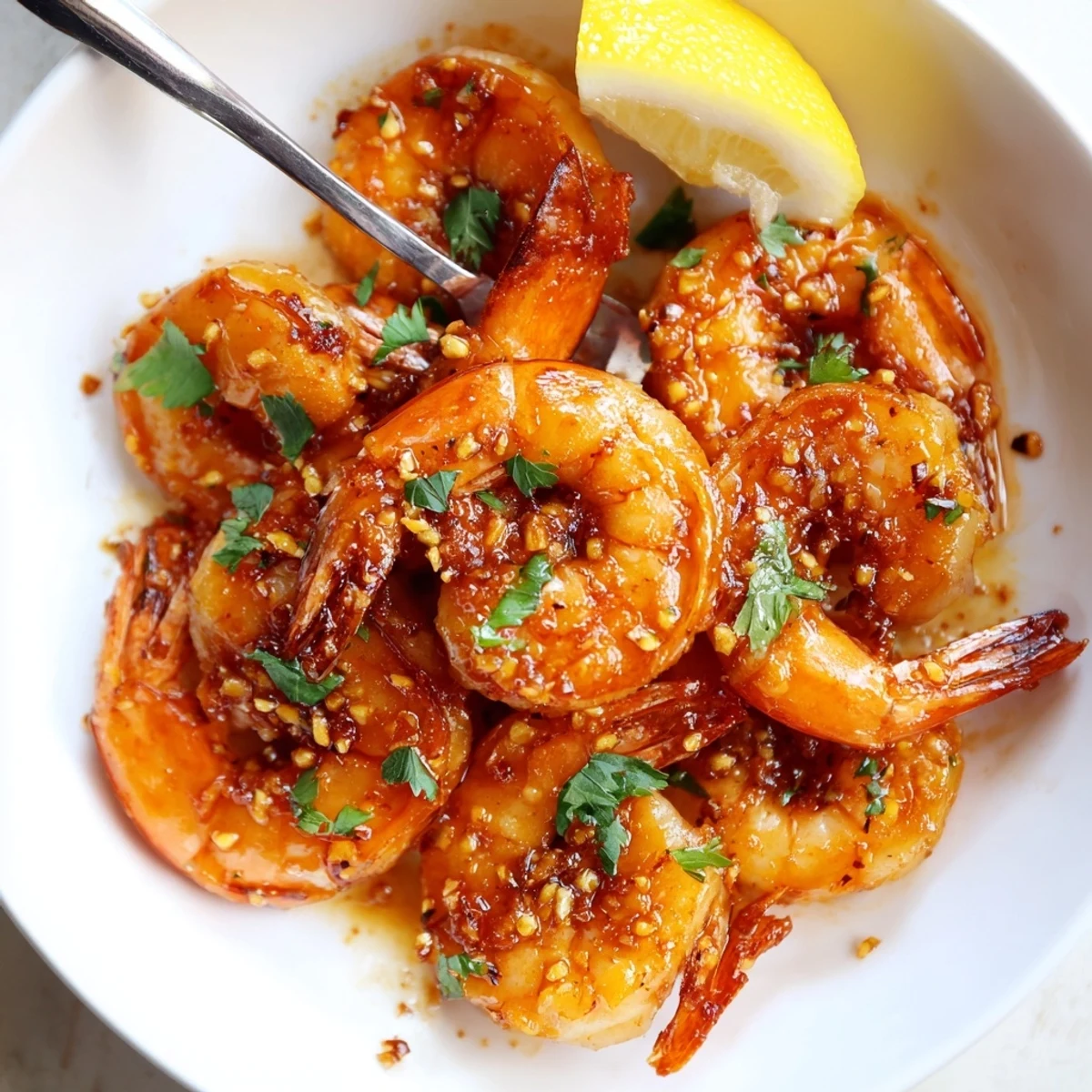 Bright Lemon Chili Glazed Shrimp Skillet tossed with herbs, honeyed citrus sheen.