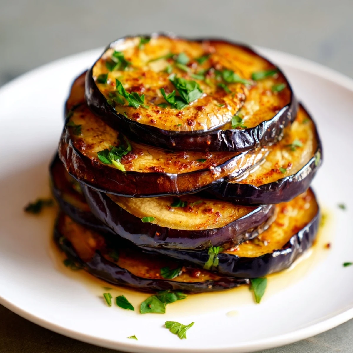 Gently charred and fragrant, Smoky Roasted Eggplant Slices rest on parchment