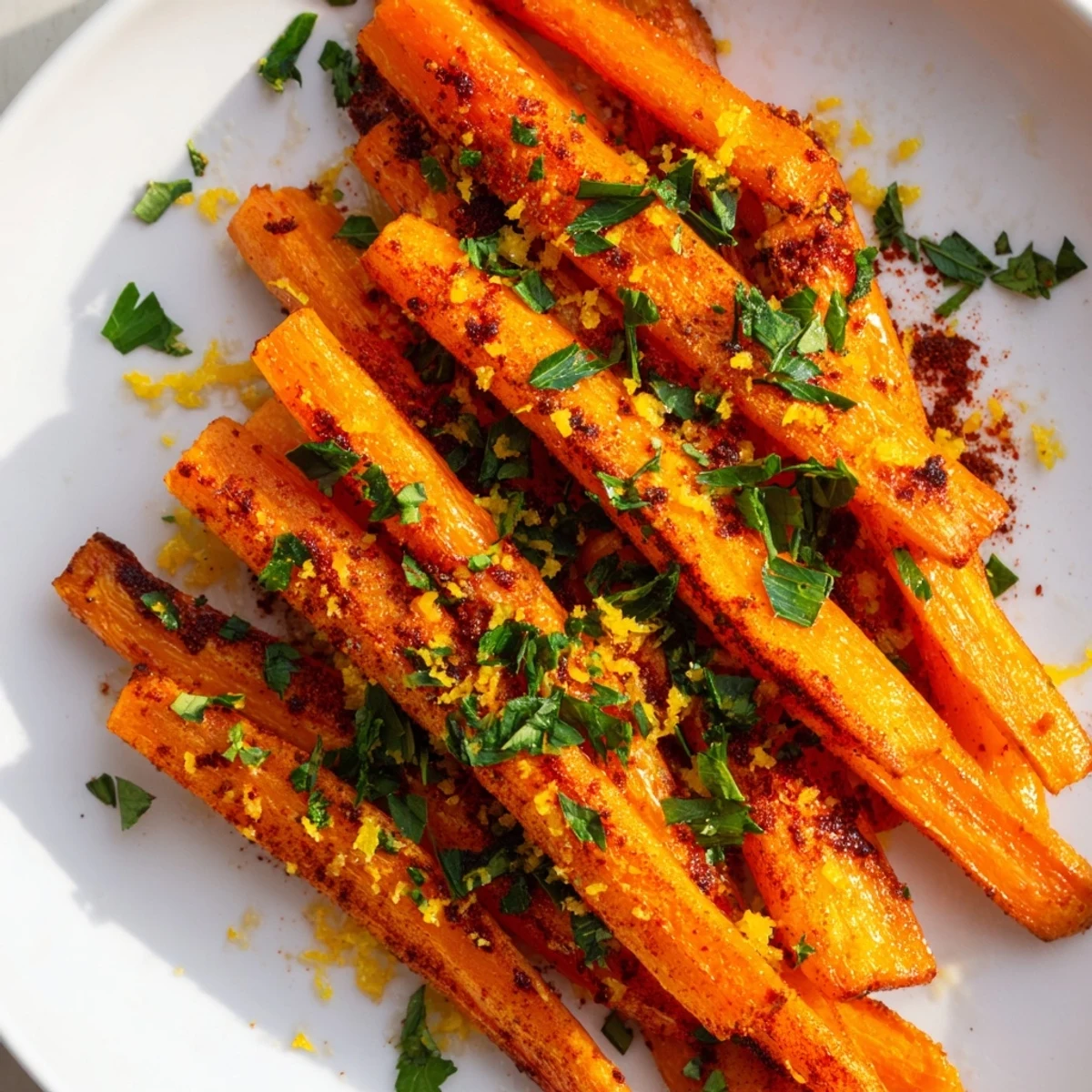 Tender carrot batons seasoned with smoked paprika and cumin, caramelized edges visible