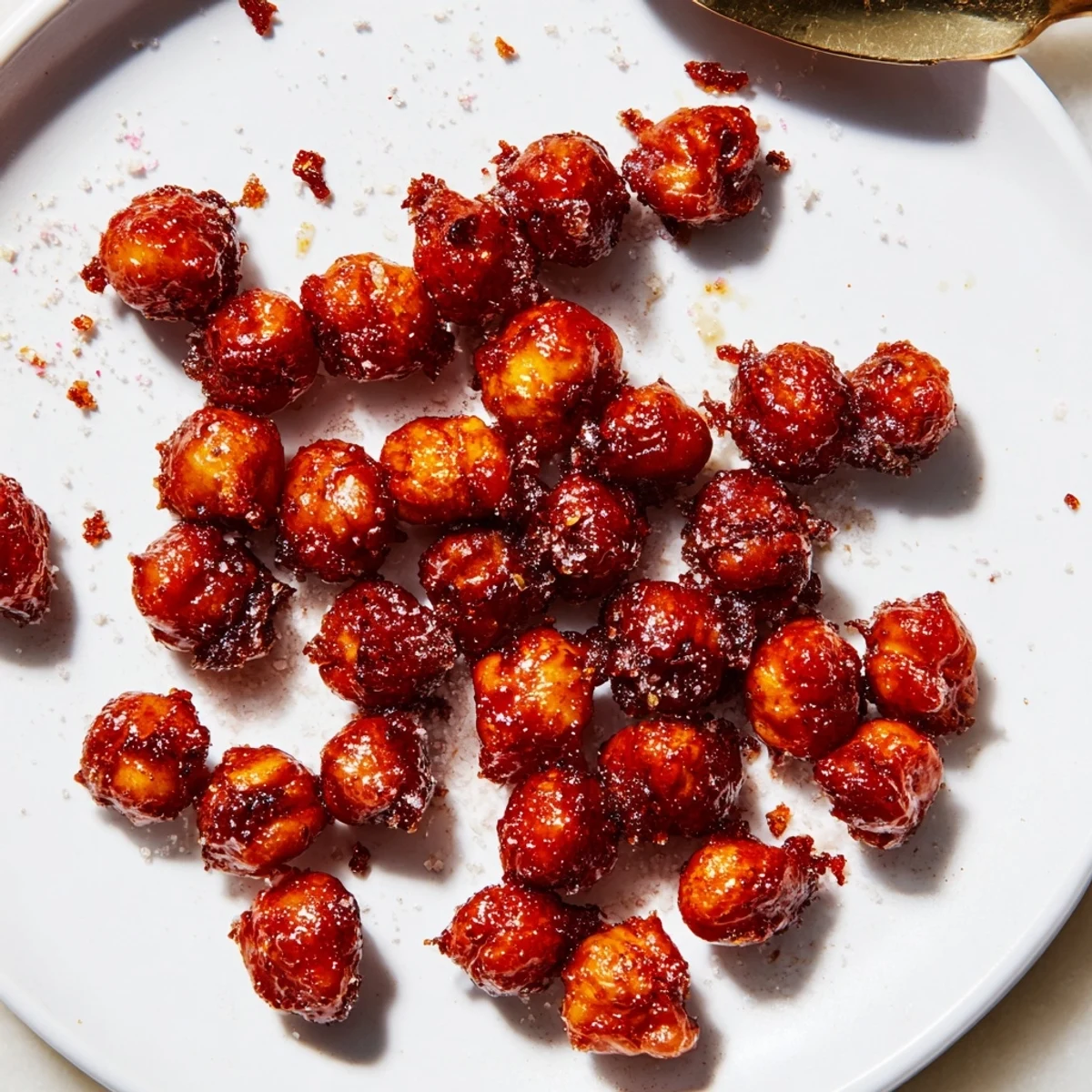 Crispy Chili Maple Chickpea Clusters glistened and caramelized, perfect for salad topping.