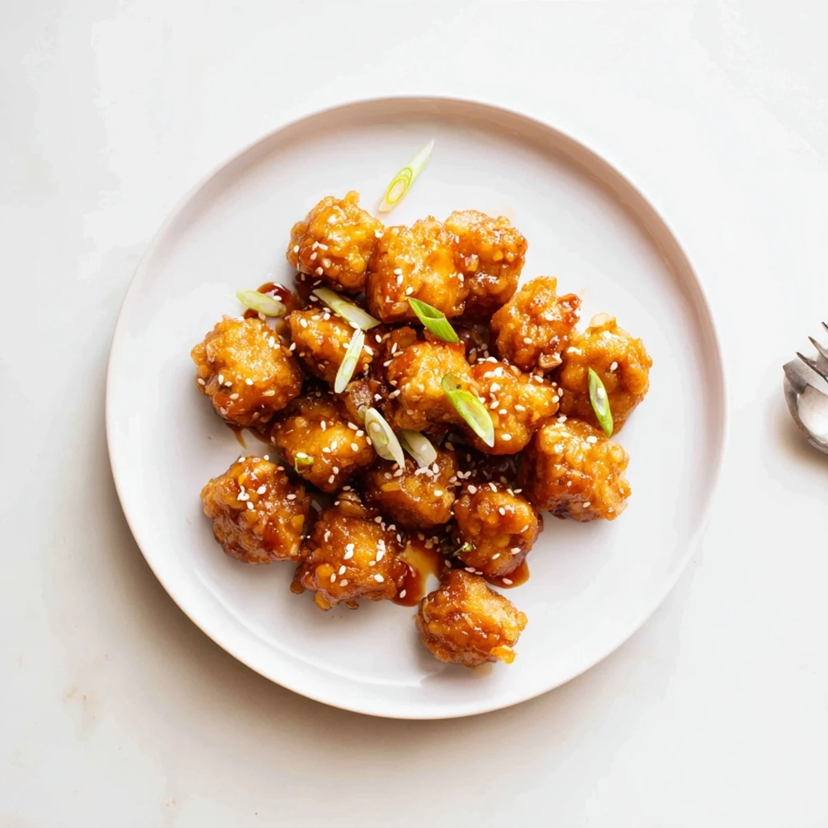 Baked Crispy Chili Maple Tofu Clusters showing golden crunch, sweet-spicy aroma