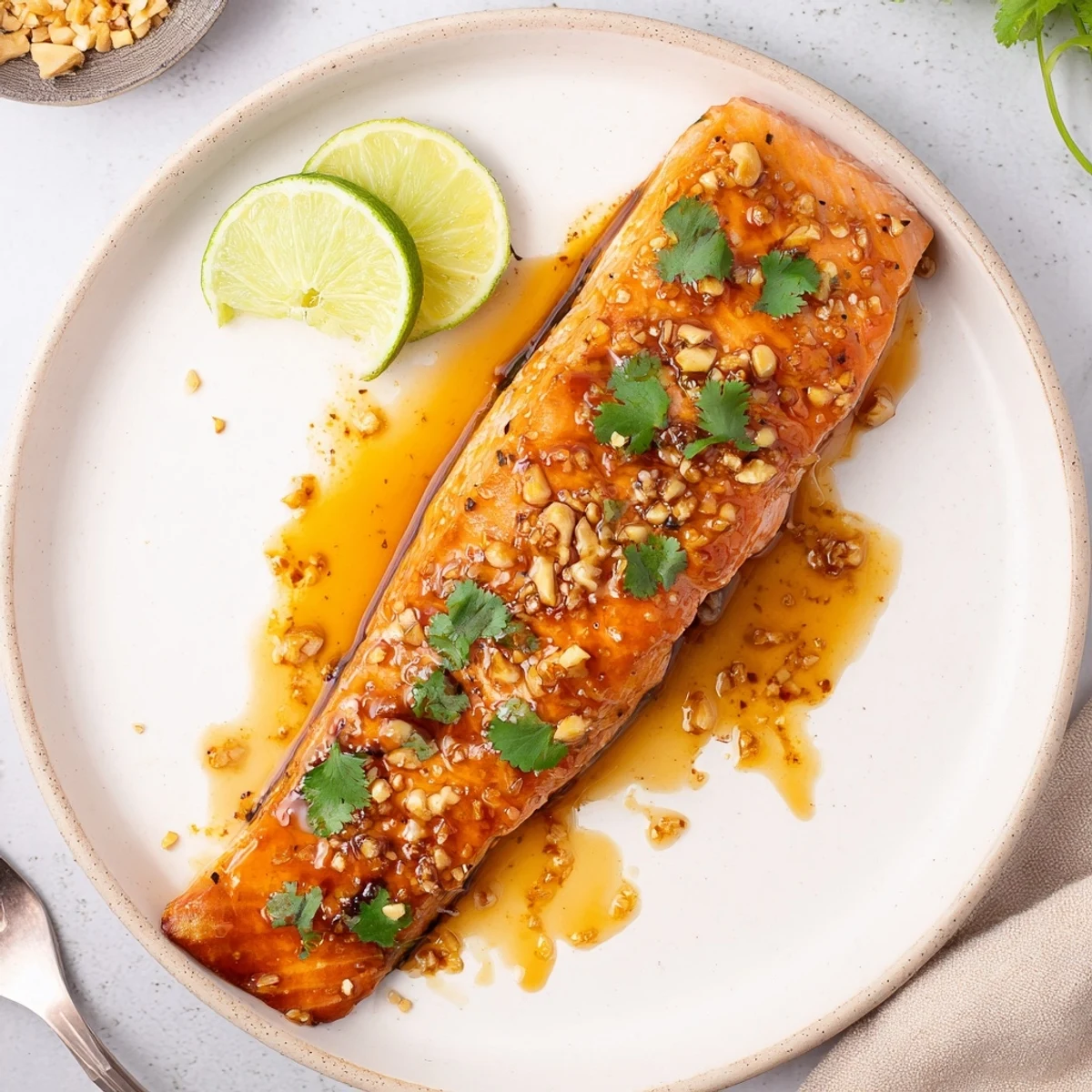 Juicy honey lime glazed salmon skillet drizzled with glossy sweet and tangy sauce
