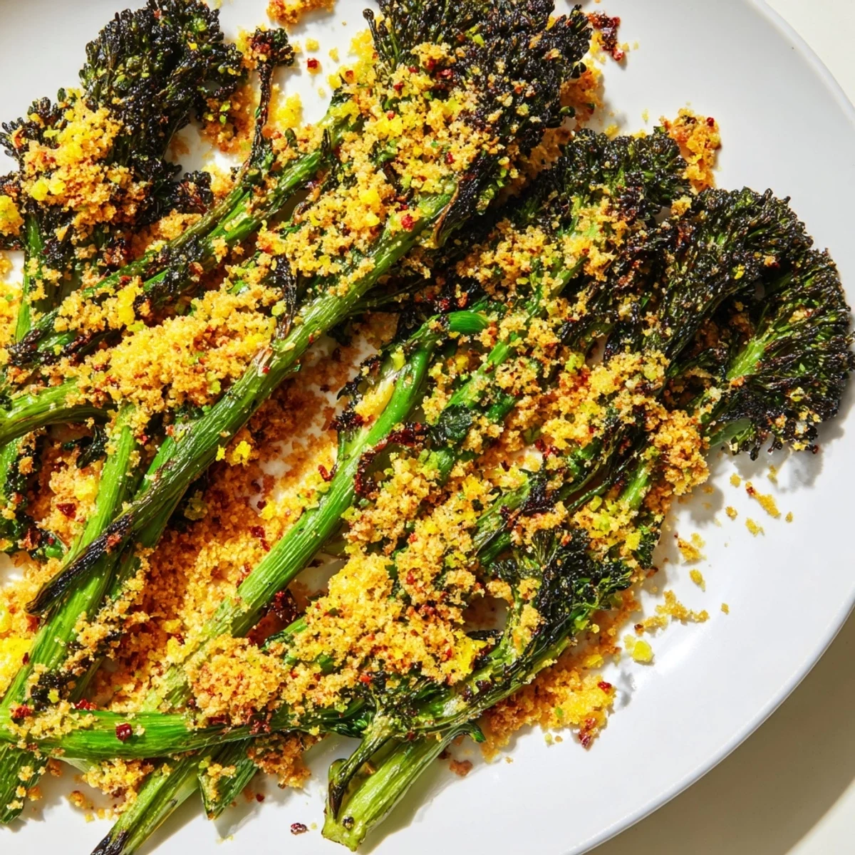 Golden breadcrumb topping clings to perfectly charred roasted broccolini with fresh herbs