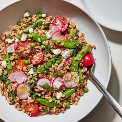 Citrus Herb Farro and Snap Pea Bowl