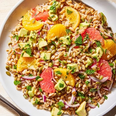 Citrus Herb Farro Avocado Salad